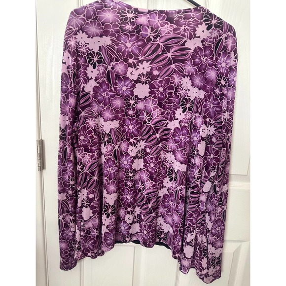 Women ladies Jaclyn smith XL purple floral cardigan + built-in cami blouse top - Picture 7 of 8